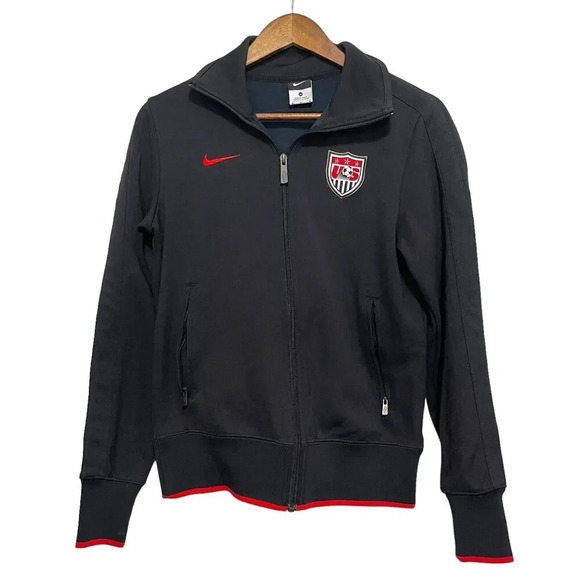 Nike Team USA Soccer Full-Zip Jacket Size Medium Black Red Trim Athletic - Picture 6 of 6